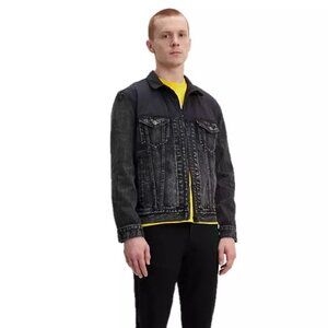 Levi's Black Wash Denim Jean & Nylon Trucker Jacket Men's Size M 90's Grunge NWT